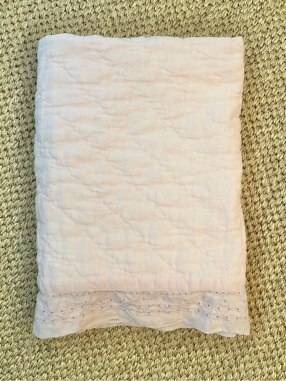 Pottery Barn Baby Quilt with Eyelet Trim